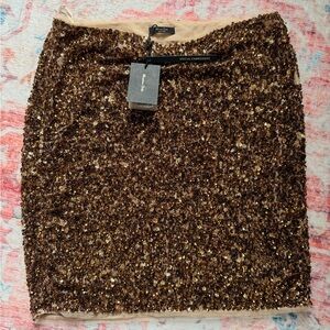 Massimo Dutti Bronze Sequin Pencil Skirt